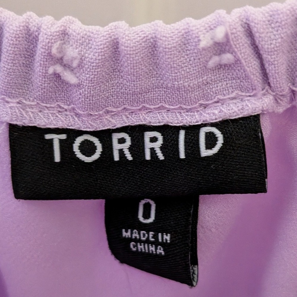 Torrid Lavender Clip Dot Midi Dress Square Neck Smocked Waist 2 Pockets Size 0 - Picture 3 of 9